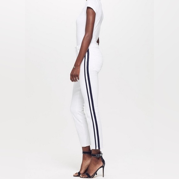 MOTHER Jeans The Looker Ankle size 25 (white with dark navy side stripe) - Picture 2 of 13